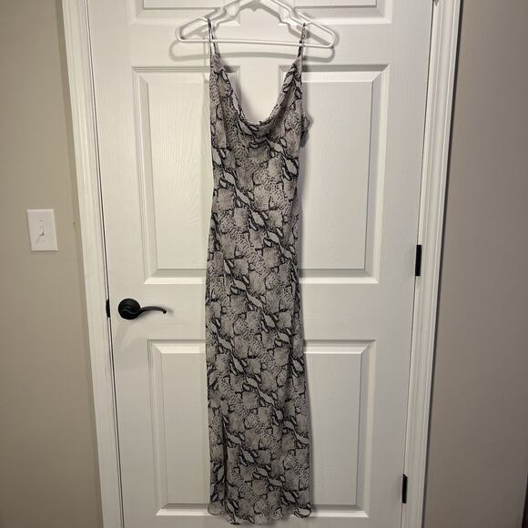 Super Down Dina Draper Sheer Chiffon Maxi Dress Snake Print Medium - Picture 4 of 16